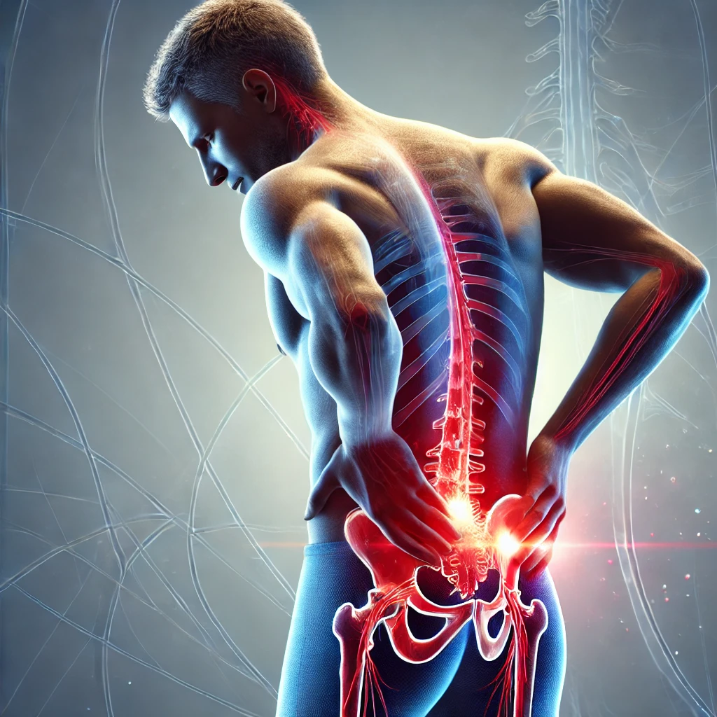 Illustrazione che raffigura il dolore causato dalla sciatica, evidenziando il percorso tipico del dolore dal gluteo lungo la gambIllustrazione che raffigura il dolore causato dalla sciatica, evidenziando il percorso tipico del dolore dal gluteo lungo la gamba per rappresentare i sintomi della sciatalgiaa per rappresentare i sintomi della sciatalgia